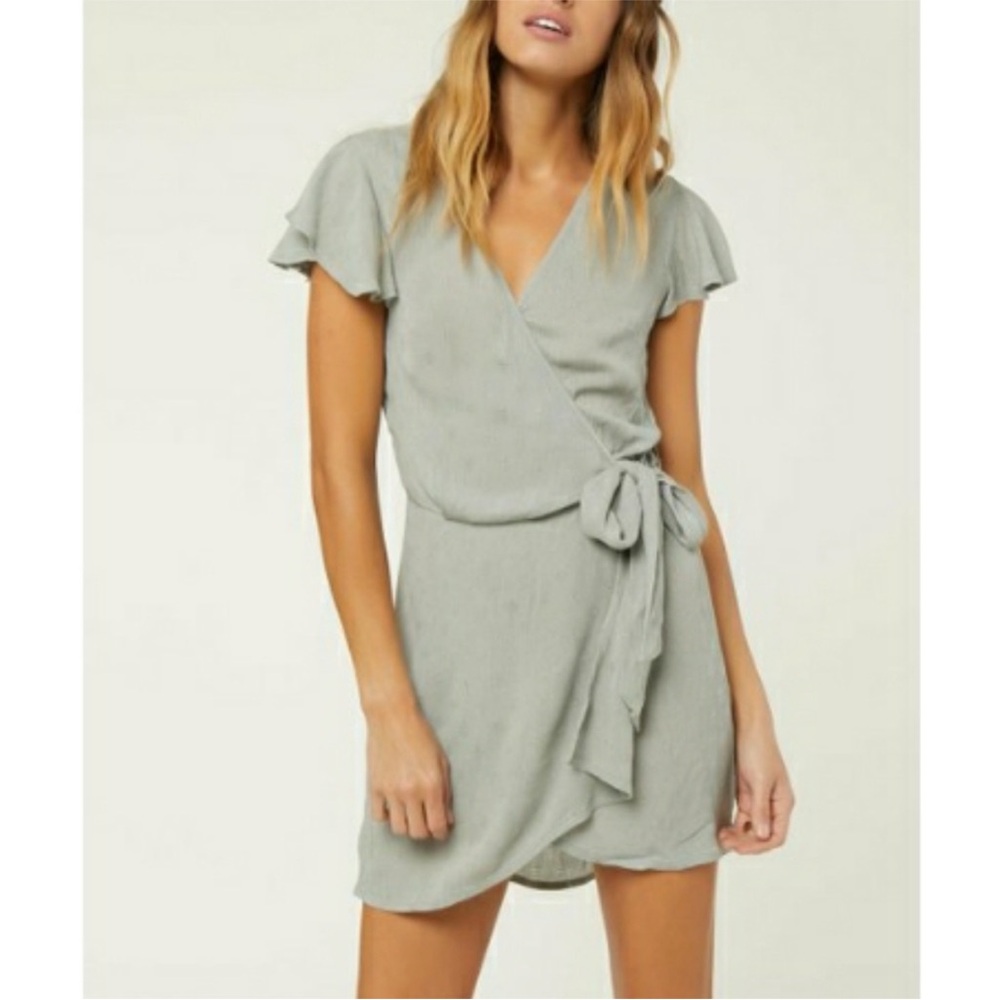 Sage green wrap mini dress